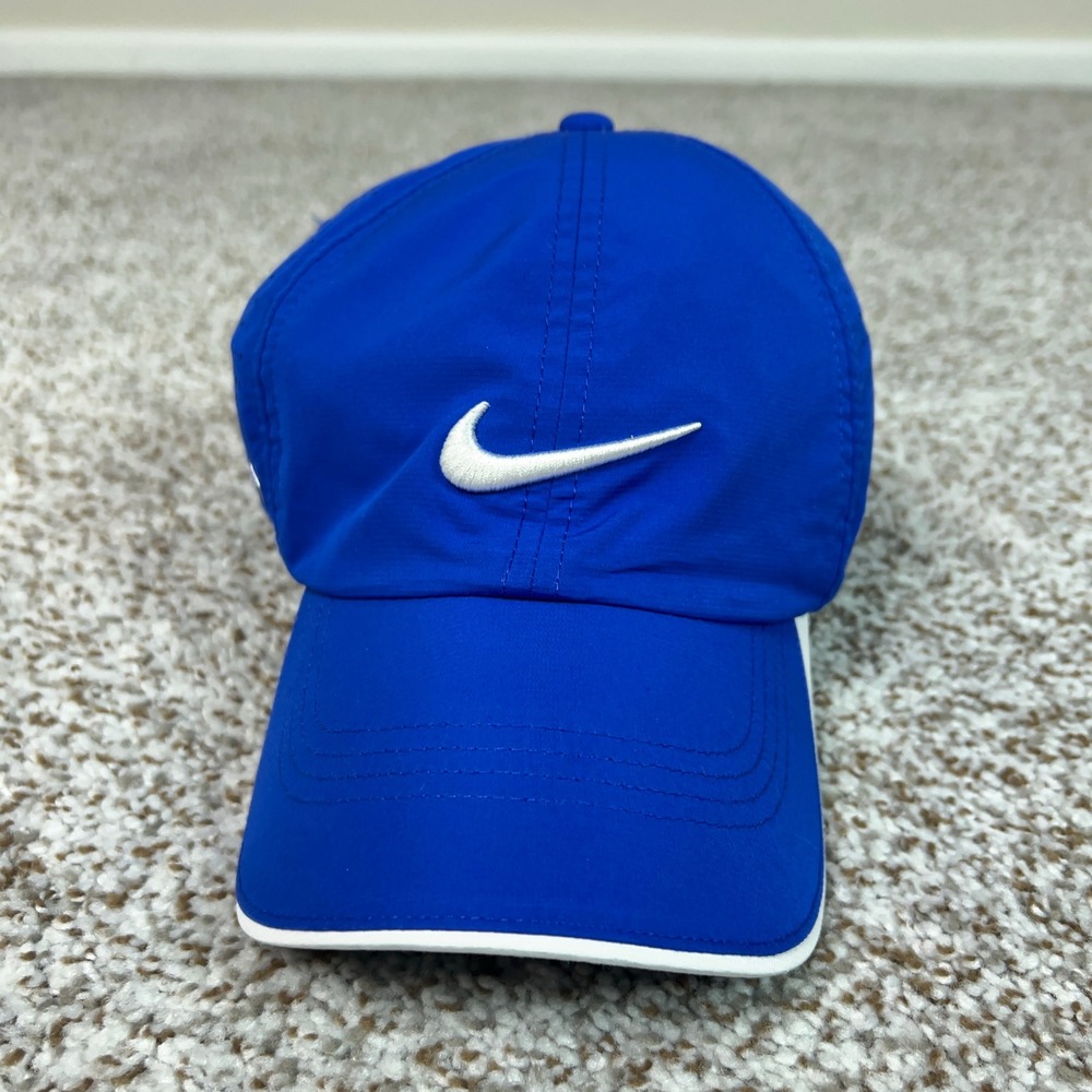 Nike Hat Mens One Size Blue Golf Perforated Breathable Adjustable Swoosh Cap